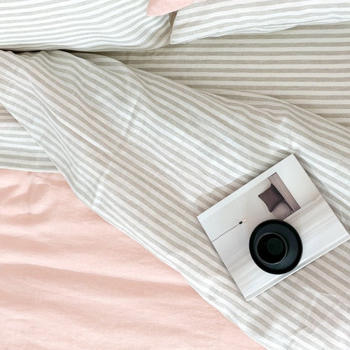 Sandy Beach Stripe Linen Sheet Set