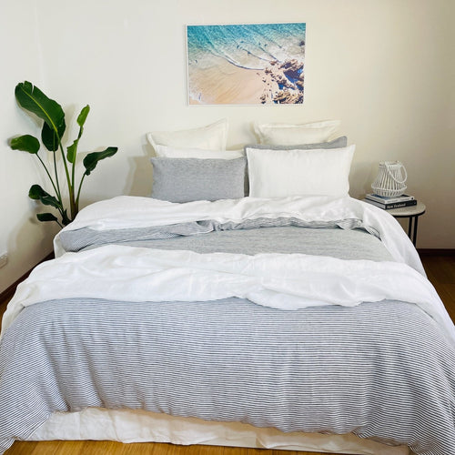 Pinstripe Linen Duvet Set
